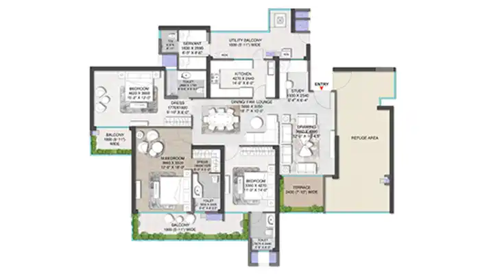 Whiteland The Aspen Iconic 4BHK Floor Plan